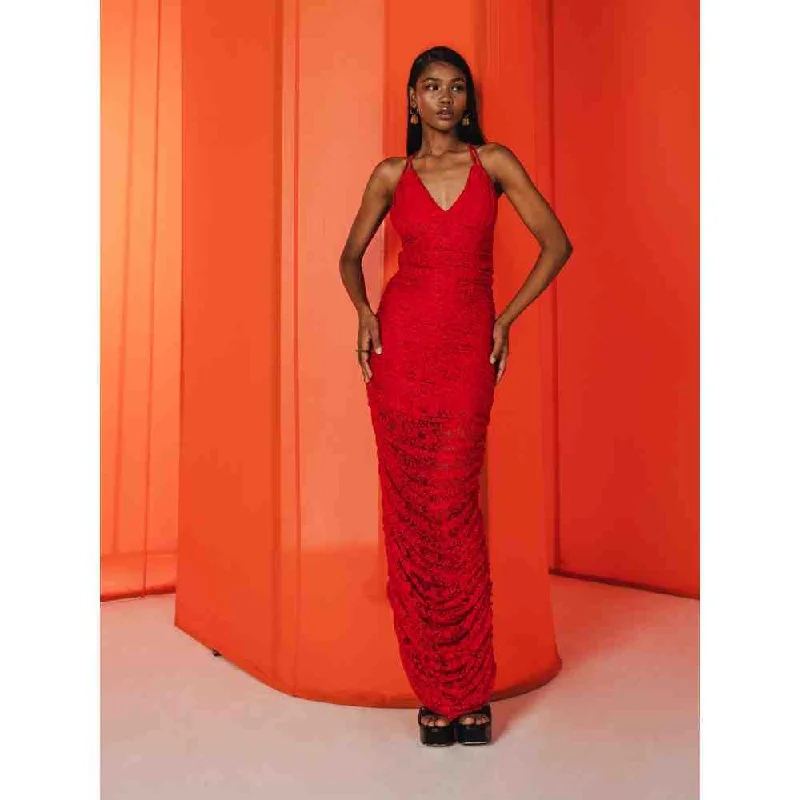 JULY ISSUE Red Isla Long Dress
