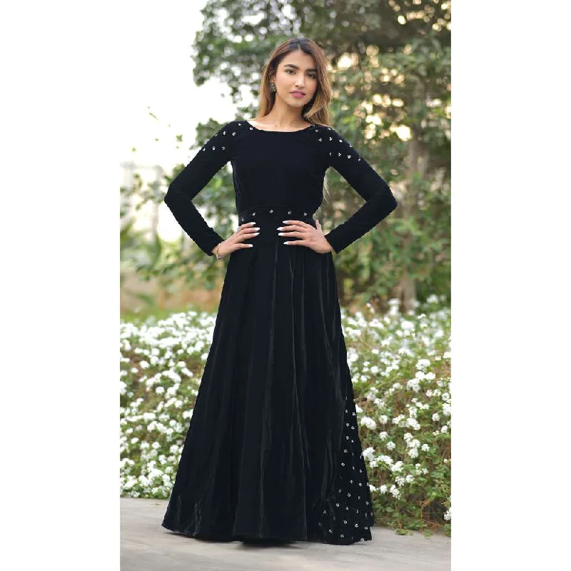 Vinya Fit & Flare Dress with Sequined Patchworked Shoulders Side Flare & Belt (Set of 2)