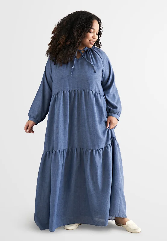Brielle Bohemian Tiered Long Dress - Blue Tunics Essential wardrobe