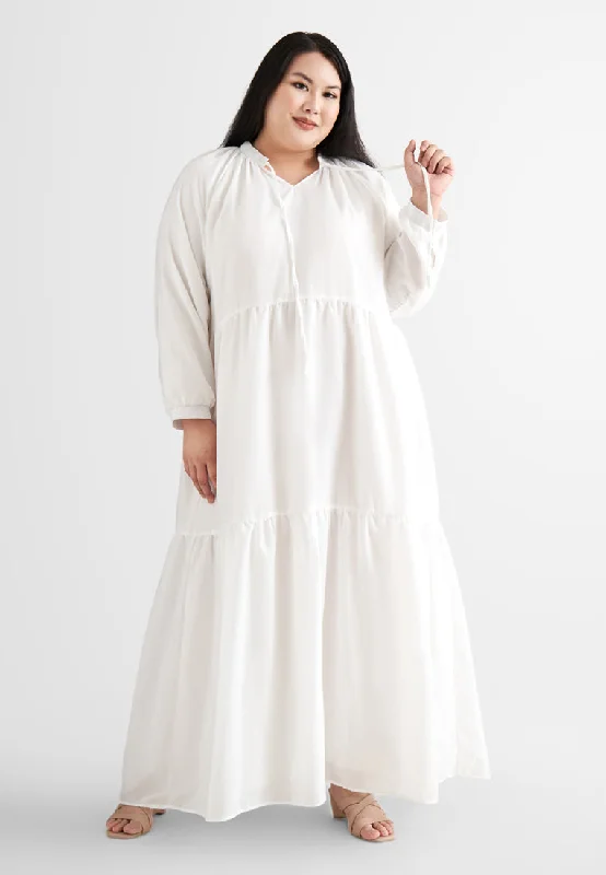 Brielle Bohemian Tiered Long Dress - White Tunics Bestseller popular