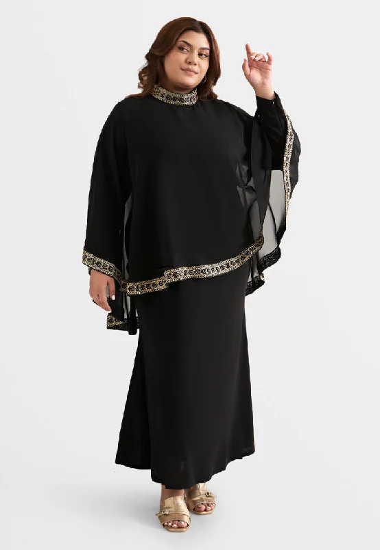 Permaisuri Elegant Trim Cape Jubah Dress Tunics Trendy modern