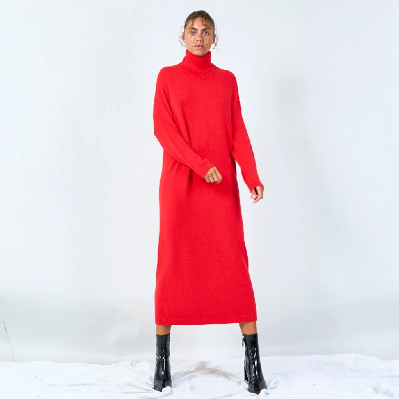 Cozy turtleneck long sweater dress wholesale Layered Multi-layer Single Layer