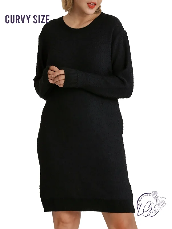 Curvy Dinner Plans Sweater Dress Fleece Sweater Nylon Polyester