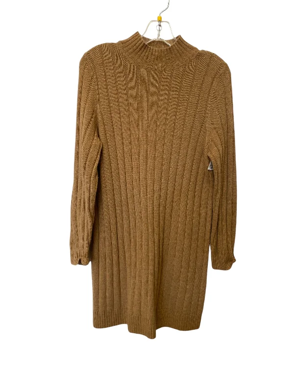 Dress Sweater By Madewell In Tan, Size: M Satin Blend Silk Blend Wool Blend