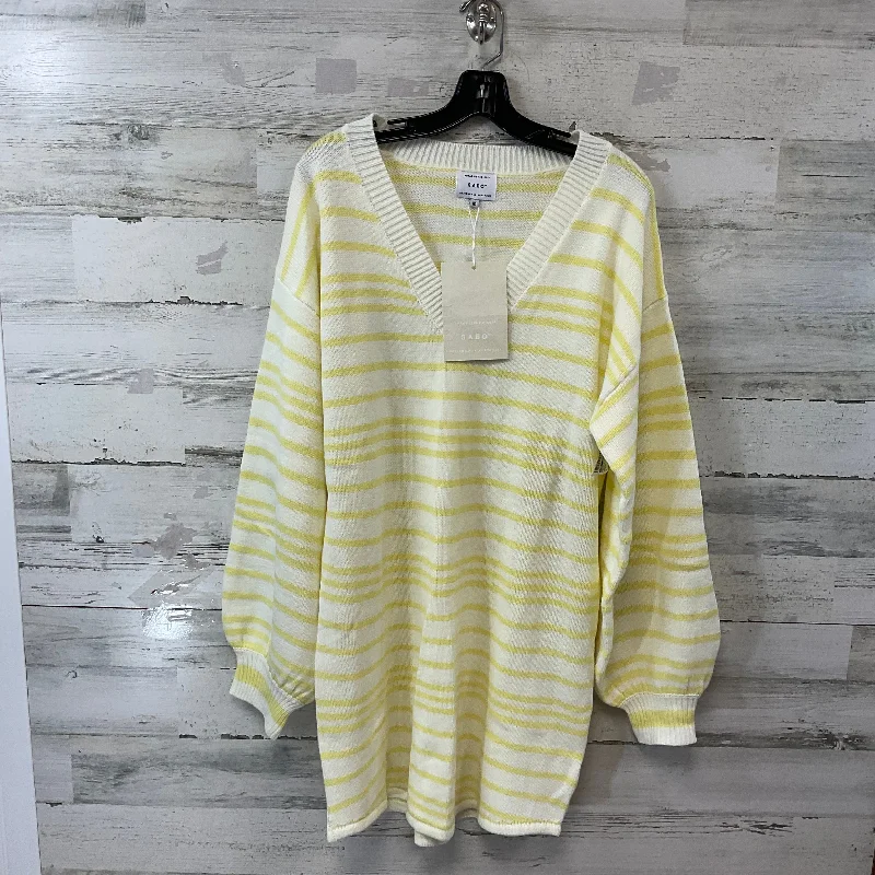 Dress Sweater By SABO In Cream & Yellow, Size: M Mesh Sweater Canvas Denim