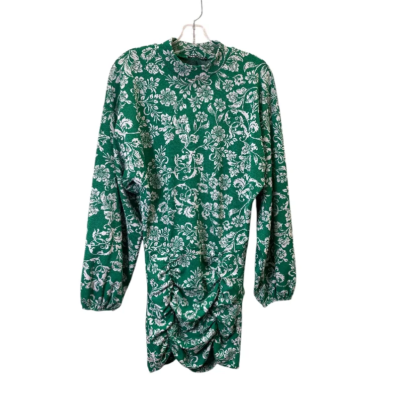Dress Sweater By Zara In Green, Size:M Knit Fabric Woven Fabric Fleece Fabric
