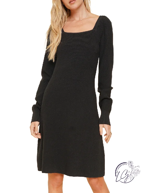 Dress To Impress Sweater Dress Welt Pockets Slit Pockets Flap Pockets