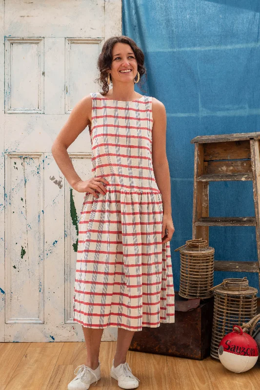 Dropwaist Dress - Check Mate Blockprint Floral Print girly
