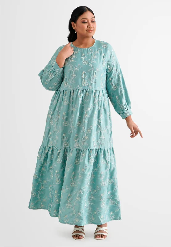 Eden Embroidery Tiered Long Dress Tunics Fashionable trendy