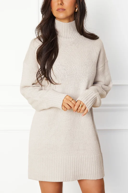 Emera Bone Turtleneck Sweater Dress Graphic Sweater Embroidered Appliqued