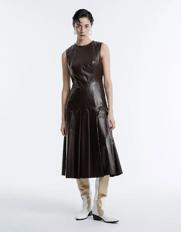 Gathered Waist Faux Leather Dress Tunics Chinos classic