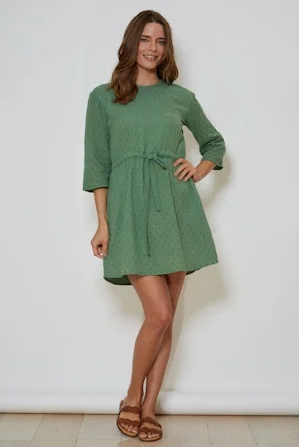 Gathered Waist Textured Everyday Dress Tunics Sophisticated sleek