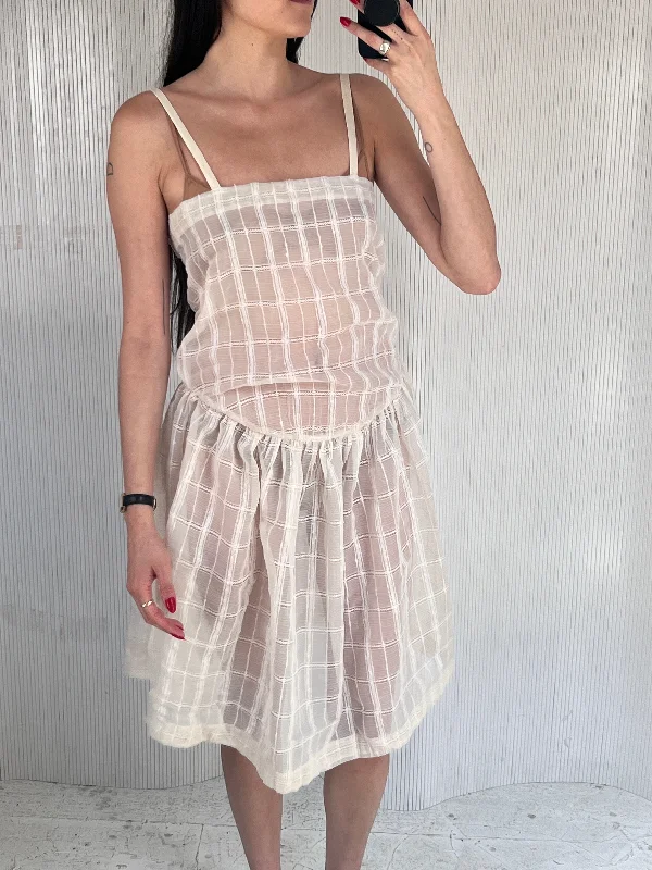 Handmade windowpane drop waist dress Tunics Chic fashionable