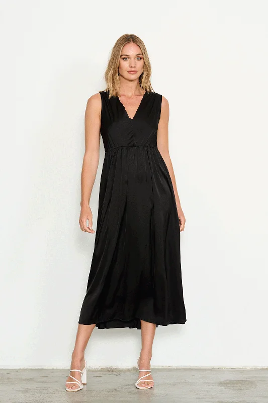 Holmes and Fallon - HF2402 Silky Waisted Dress Square Neckline Feminine