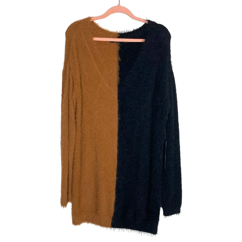 House of Harlow 1900 x Revolve Brown and Black Shaggy Sweater Dress NWT- Size S Thin Thick Dense House of Harlow 1900 x Revolve Brown and Black Shaggy Sweater Dress NWT- Size S Thin Thick Dense