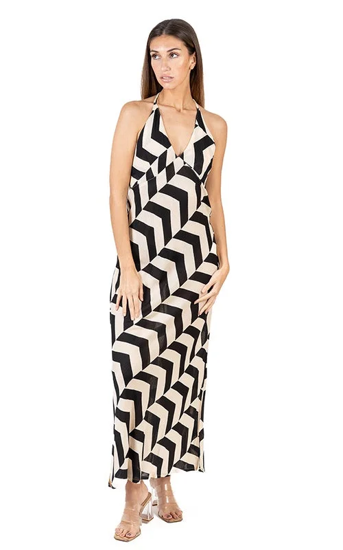 Selby Blk/White Long Dress Tunics Yoga stretchy