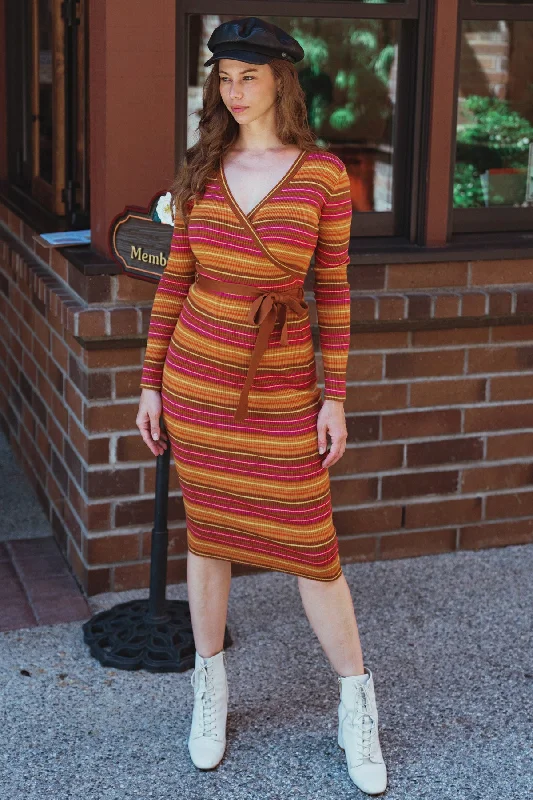 FLIRTATIOUS NATURE SWEATER MIDI DRESS Boat Neck Shawl Collar Notched Collar
