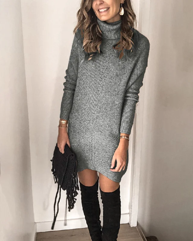 Kannon Turtleneck Sweater Dress - Slate - FINAL SALE Thin Thick Dense