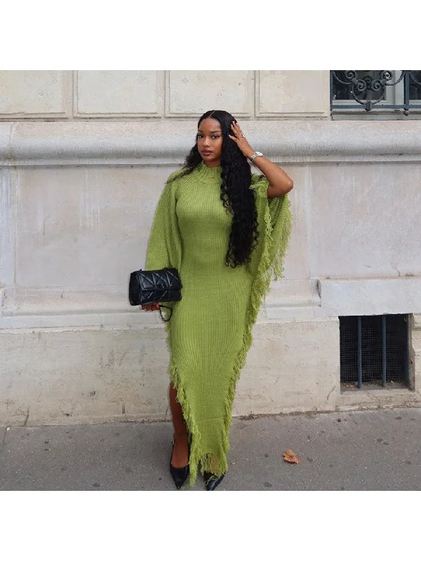 Knitting Ripped Fringe Split Hem Sweater Dress Fleece Fabric Down Fabric Feather Fabric Knitting Ripped Fringe Split Hem Sweater Dress Fleece Fabric Down Fabric Feather Fabric