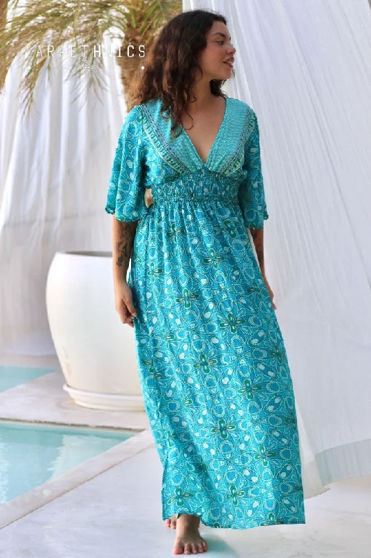 Seraphine turquoise long dress Tunics Polka dots