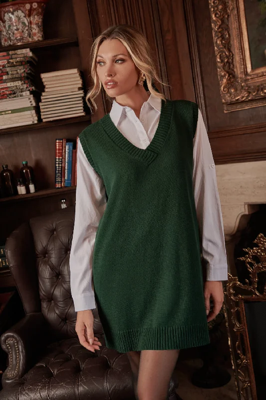Lennox Sleeveless Sweater Vest Dress Velvet Chenille Corduroy