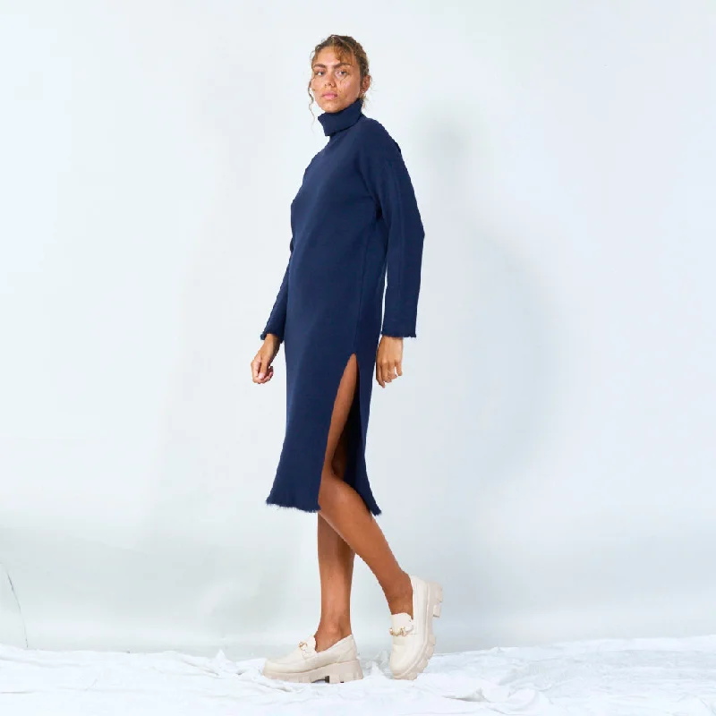 Long turtleneck sweater dress wholesale Neon Metallic Matte