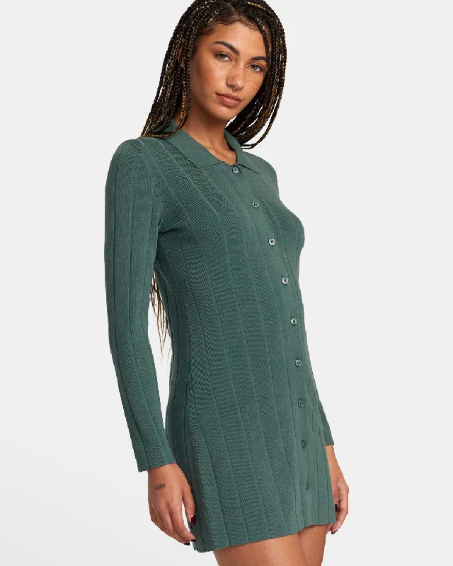 Meri Sweater Dress - Spinach Chenille Brocade Lace