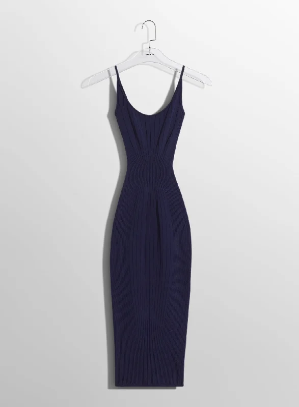 midnight blue sculpting knit dress Tunics Luxurious high-end
