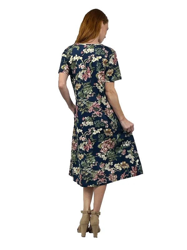 La Cera Midnight Floral Knit Dress Tunics Denim casual