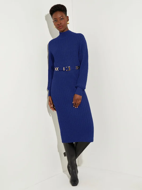 Mock Neck Soft Cable Knit Sweater Dress Collared Crew Neck Turtle Neck