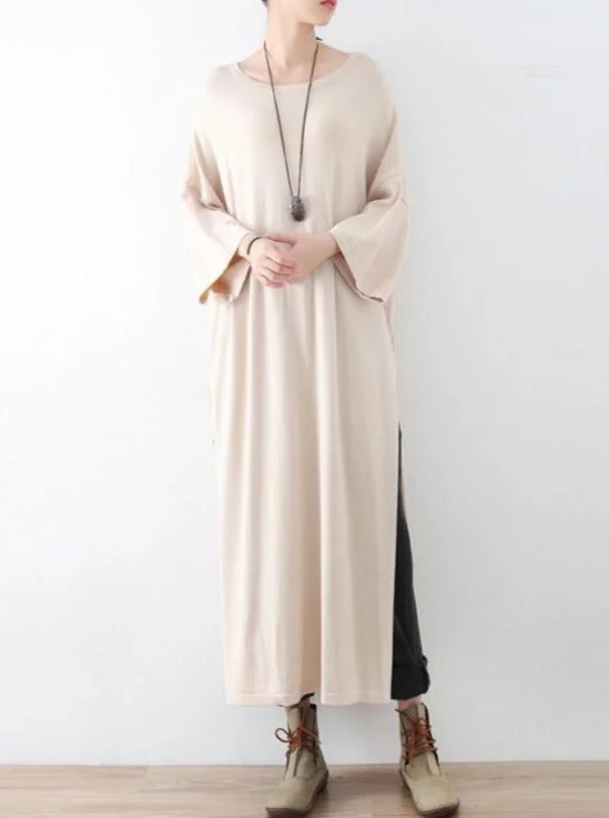 New Beige Fashion Woolen Knit Dresses Plus Size Vintage Maxi Sweaters Dress Side High Open Spandex Blend Rayon Blend Denim Blend New Beige Fashion Woolen Knit Dresses Plus Size Vintage Maxi Sweaters Dress Side High Open Spandex Blend Rayon Blend Denim Blend