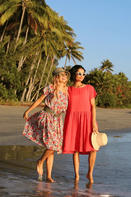 Pacific Drop Waist Dress Tangerine in Seersucker Tunics Essential wardrobe