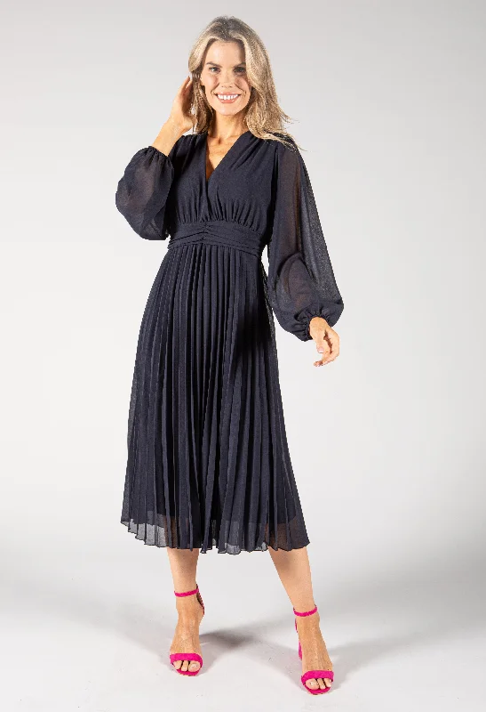 Plisse Pleat Waistband Detail Dress Tunics Stylish elegant