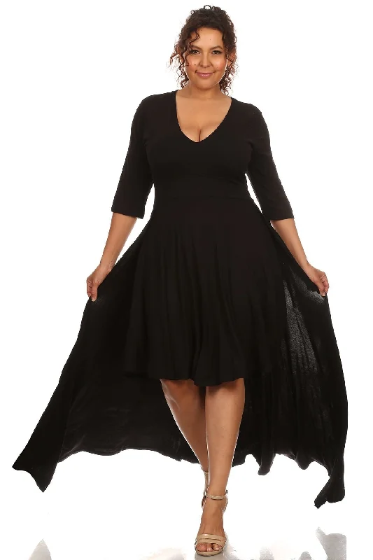 Plus Size Women  Plus Size Caped Midi Dress Tunics Print Colorful