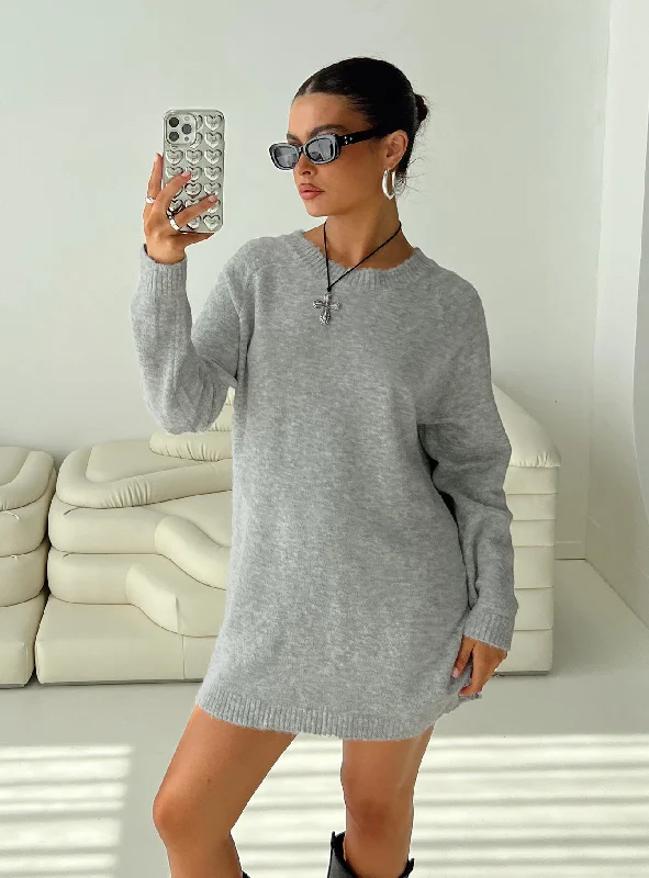 Prewitt Sweater Mini Dress Grey Rayon Fabric Velvet Fabric Corduroy Fabric