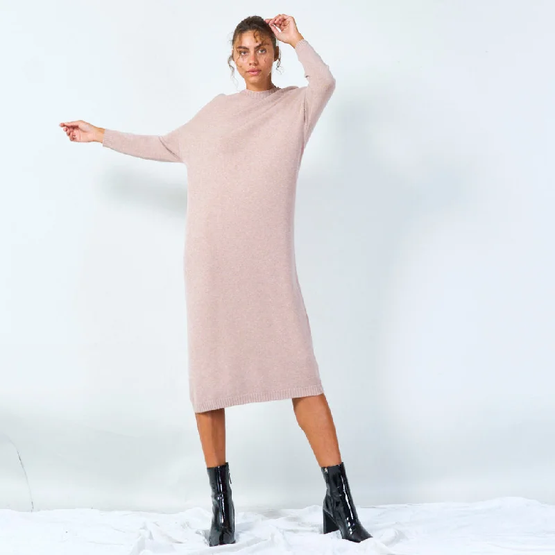 Relaxed fit midi sweater dress wholesale Anti-Pilling Anti-Shrink Durable