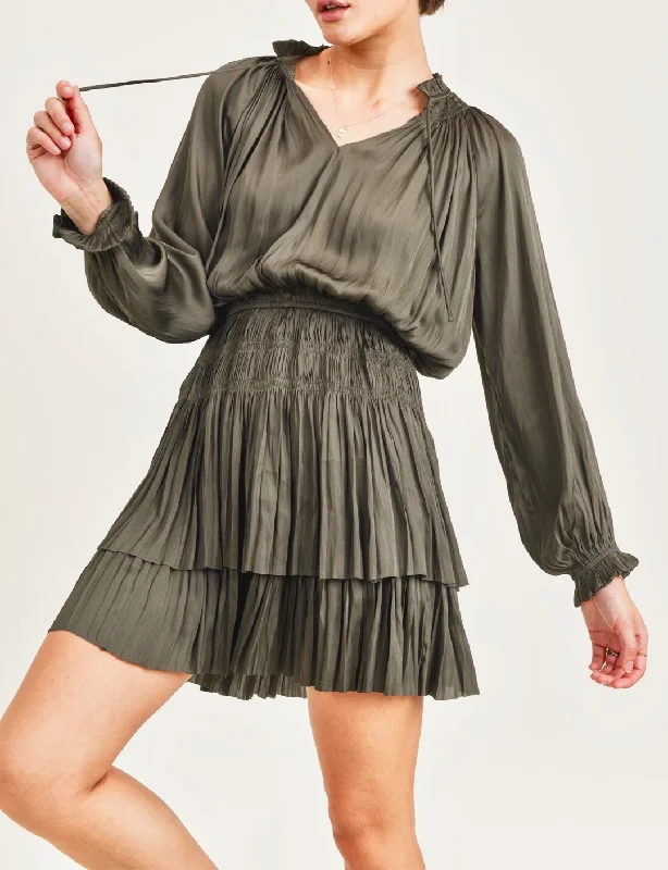 Lana Smocked Waist Dress, Olive Tunics Prom sequined