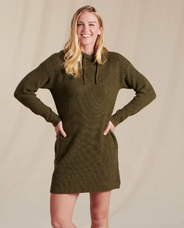 Whidbey Hooded Sweater Dress Solid Print Embellished