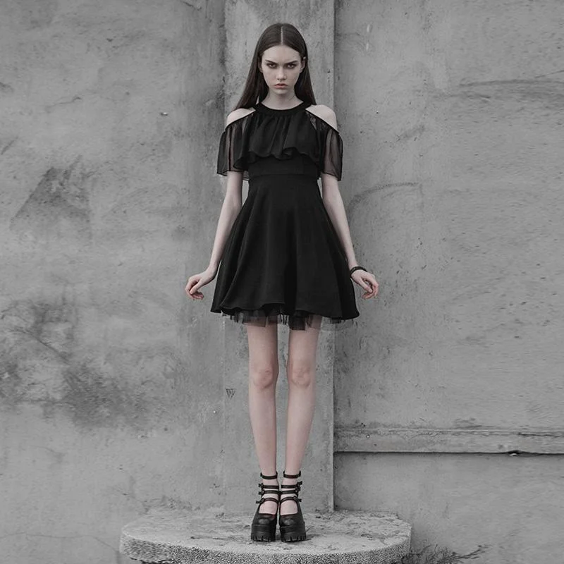 Women's Cape Sleeved Punk Dress Boat Neckline Classic