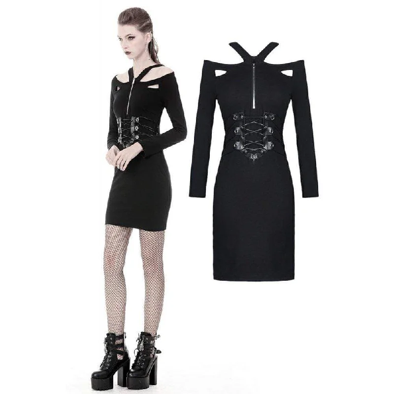 Women's Punk Bandage Waist Fitted Dresses Tunics Luxurious premium