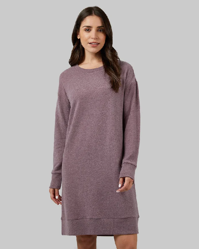 WOMEN'S SOFT SWEATER KNIT CREW DRESS Machine Wash Dry Clean Hand Wash