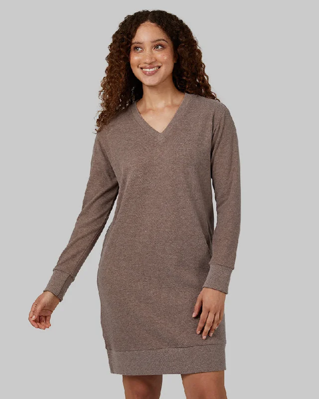 WOMEN'S SOFT SWEATER KNIT VNECK DRESS Handmade Hand-knitted Hand-woven
