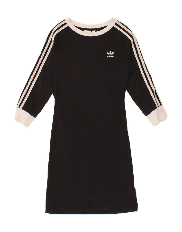 ADIDAS Womens 3/4 Sleeve T-Shirt Dress UK 8 Small Black Cotton Front Pockets Side Pockets Patch Pockets ADIDAS Womens 3/4 Sleeve T-Shirt Dress UK 8 Small Black Cotton Front Pockets Side Pockets Patch Pockets