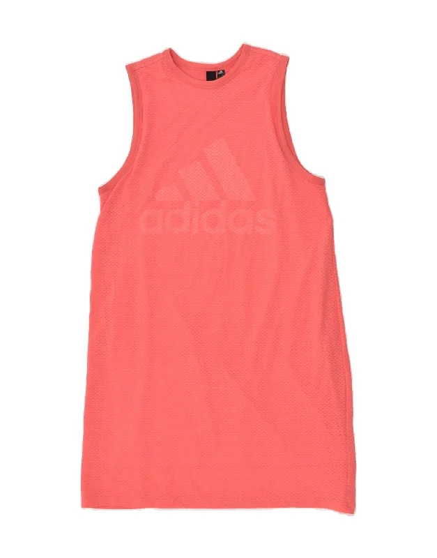 ADIDAS Womens Graphic Sleeveless T-Shirt Dress UK 16 Large Pink Polyester Iron Safe Non-Iron Wrinkle Free ADIDAS Womens Graphic Sleeveless T-Shirt Dress UK 16 Large Pink Polyester Iron Safe Non-Iron Wrinkle Free