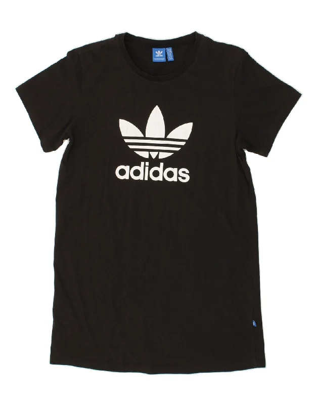 ADIDAS Womens Graphic T-Shirt Dress UK 14 Medium Black Collared Crew Neck Turtle Neck ADIDAS Womens Graphic T-Shirt Dress UK 14 Medium Black Collared Crew Neck Turtle Neck