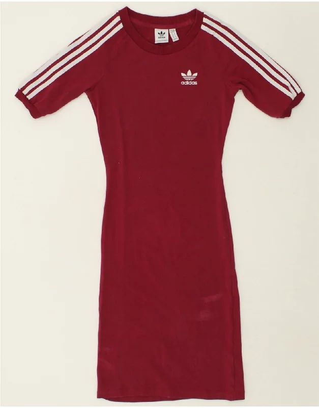 ADIDAS Womens T-Shirt Dress UK 2 2XS Pink Cotton Layered Multi-layer Single Layer