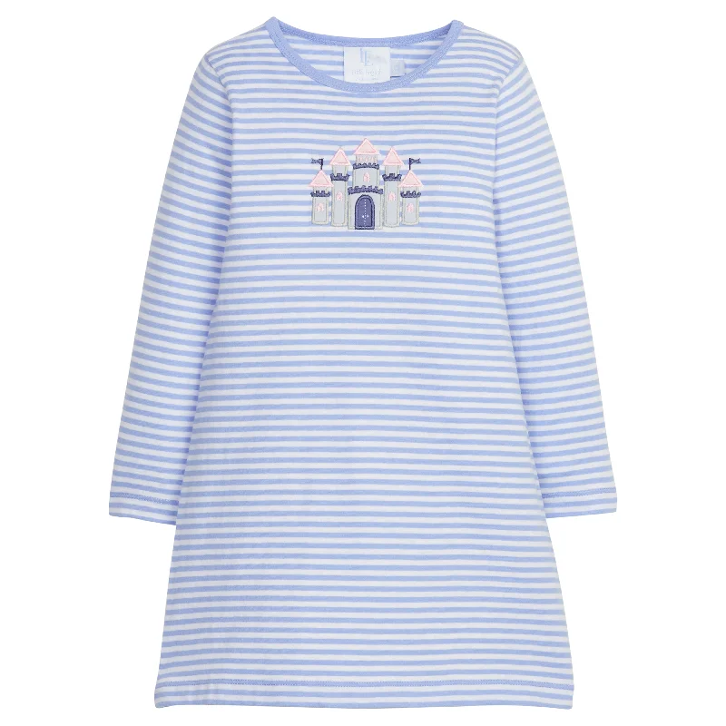 Applique T-Shirt Dress - Castle Mesh Fabric Canvas Fabric Denim Fabric