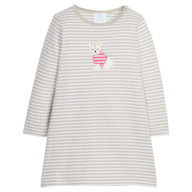 Applique T-Shirt Dress - Frenchie Wool Fabric Cashmere Fabric Tweed Fabric