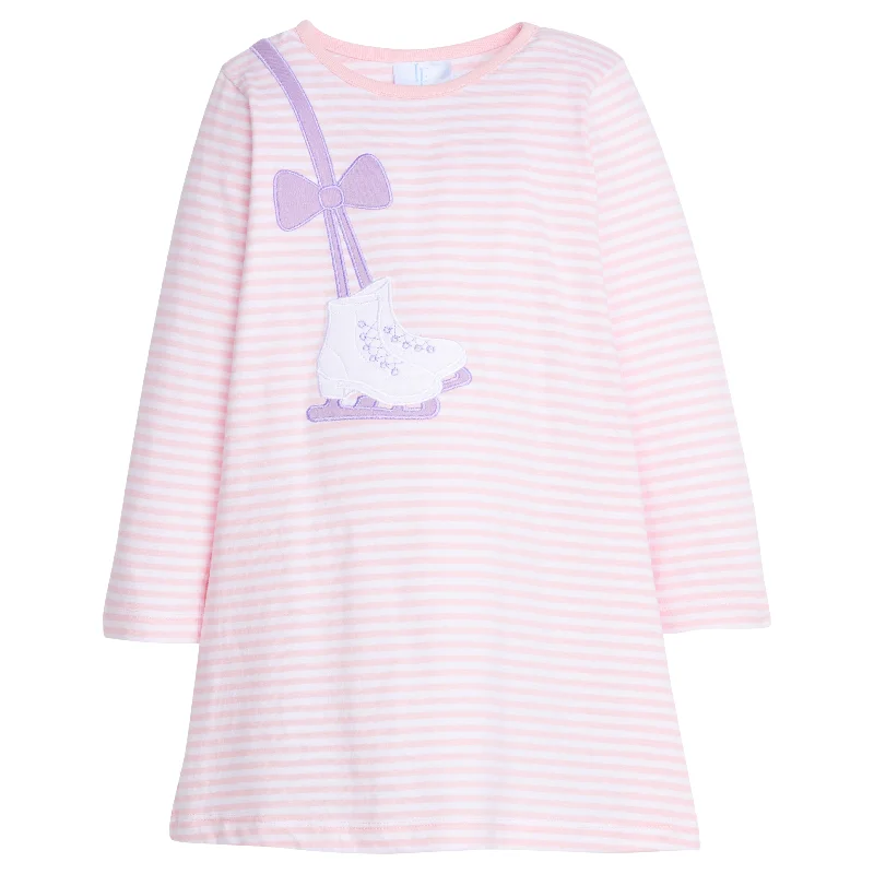 Applique T-Shirt Dress - Ice Skate Denim Fabric Leather Fabric Suede Fabric