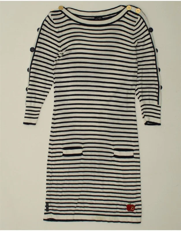 ARMANI JEANS Womens 3/4 Sleeve T-Shirt Dress US 4 Small White Striped Layered Multi-layer Single Layer ARMANI JEANS Womens 3/4 Sleeve T-Shirt Dress US 4 Small White Striped Layered Multi-layer Single Layer